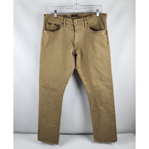 SOLD OUT Polo Ralph Lauren Jeans Mens 36x32 Brown Varick Slim Straight Denim - Picture 1 of 11